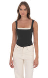 Two Toned Detailed Corset Top in Black