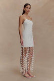 Tove Hand Knit Flower Mini Dress White