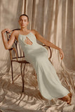 Beryl Slinky Maxi Dress With Pearls Ivory