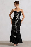 Summer Breeze Black Strappy Gathered Tiered Maxi Dress