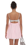 Two Toned Striped Babydoll Dress in Pink