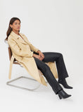 Butter Longline Belted Faux Leather Coat