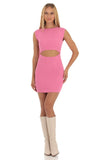 Ribbed Knit Cutout Dress in Pink