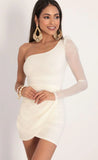 Puff Sleeve Mesh Dress in Ivory