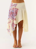 Kia Low Rise Asymmetrical Midi Skirt Purple Floral