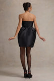 Lovebug Black Bandeau Mini Dress With Tulip Skirt