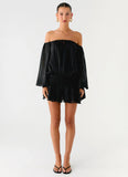 Eira Balloon Sleeve Mini Dress Black