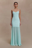 Deanne Bandage And Chiffon Knit Maxi Dress Blue