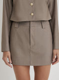 Beige Tailored Mini Skirt