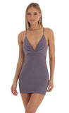Ruched Bodycon Dress in Purple
