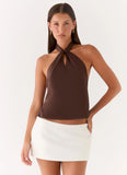 Maddox Scarf Top Chocolate