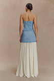 Tully Strapless Topstitch Denim Top 80S Blue