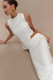 Astrid Asymmetric Sleeveless Suiting Top White
