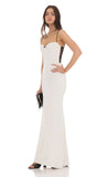 Open Back Two Toned Maxi Dress in White