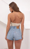 Ruched Sequin Crop Top in Champagne