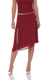 Asymmetrical Midi Skirt in Maroon