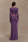 Megan Slinky And Mesh Maxi Dress Purple