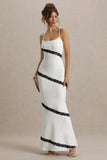 Elizabeth White Black Strappy Lace Trimmed Maxi Dress