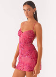 Vietta Sequin Cami Micro Mini Dress Fuchsia
