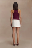 Lola Ribbed Sleeveless Top With Hardware Burgundy
