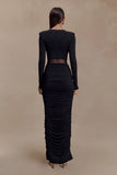 Louanne Slinky Long Sleeve Maxi Dress Black