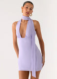Melisande Scarf Neck Mini Dress Lavender