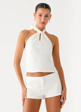 Maddox Scarf Top White