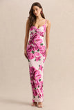 Luz Pink Hibiscus Floral Print Strappy Maxi Dress