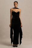 Paloma Black Velvet Bandeau Maxi Dress With Scarf