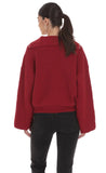 Knit Quarter Zip Jumper in Maroon