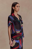 Rachel Chiffon Short Sleeve Shirt Multi Fluid Reverie Print