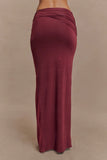 Judy Slinky And Mesh Maxi Skirt Wine