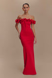 Nova Ruffle Off Shoulder Maxi Dress Ruby
