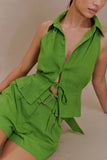 Scout Sleeveless Linen Shirt Green