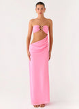 Falling Forever Strapless Beaded Maxi Dress Pink