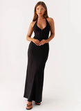 Yaselle Button Front Maxi Dress Black