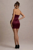 Tanisha Port Satin Bandeau Mini Dress With Bow