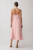 Rosie Linen Halter Midi Dress Pink
