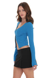 Ribbed Fly Away Top in Blue