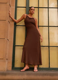 Dove High Neck Maxi Dress Chocolate