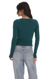 Ribbed Fly Away Top in Teal