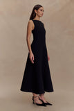 Callista Crepe A Line Midi Dress Black