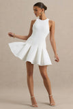 Leilani White Round Neck Mini Skater Dress