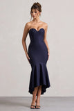 Daylight Navy Corset High Low Midi Dress