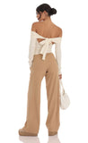 Soft Ribbed Straight Pants in Camel