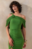 Nala Green Asymmetric Maxi Dress With Split