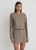 Beige Tailored Mini Skirt