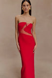Lianne Strapless Maxi Dress Red