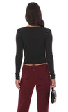 Plunge Cowl Neck Top in Black