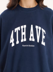 Navy 4th Avenue Slogan Oversized Sweatshirt